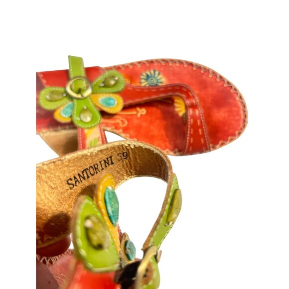 L'Artiste Spring Step Santorini Hand Painted Leather Thong Sandals 39 US 8.5 - Picture 7 of 7